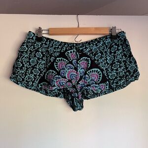 Black and Teal Patterned Shorts